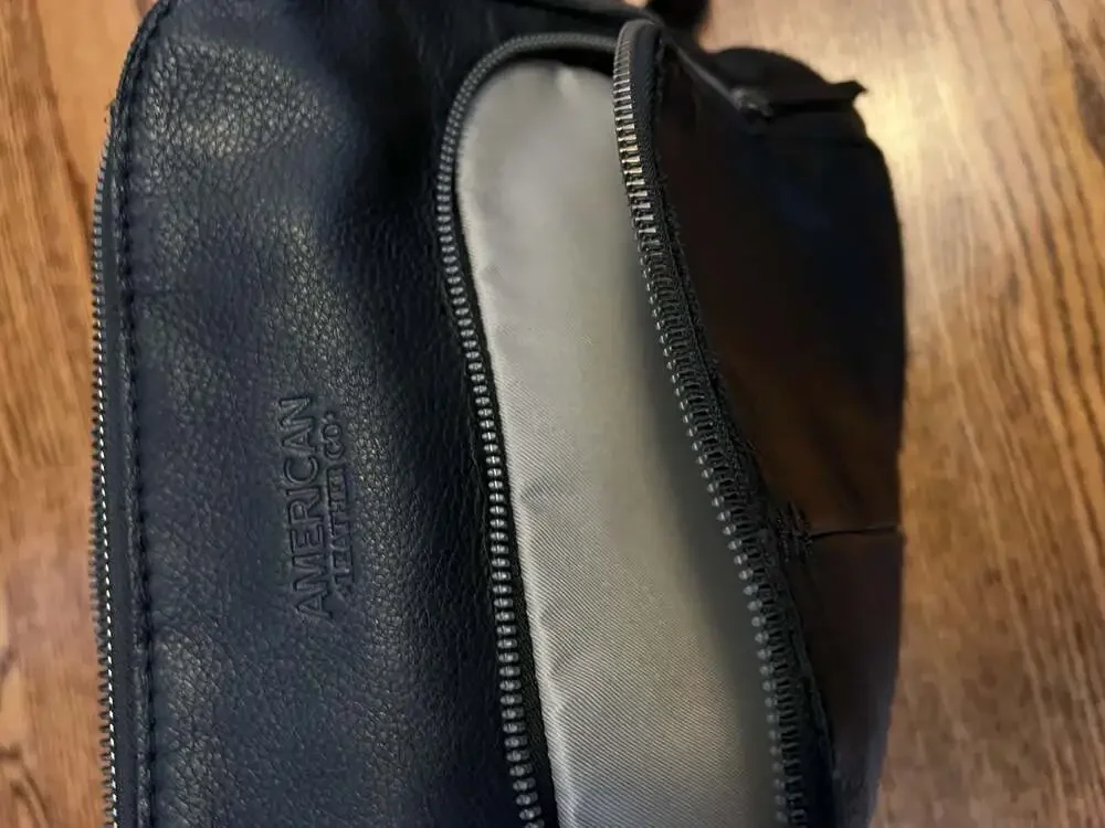 American Leather Co. Black Pebbled Leather Multi-Zip Mini Backpack